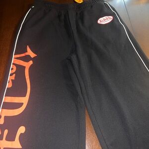 NWT Von Dutch Black Sweatpants with Red Script and White Stripes SOLDOUT size XL